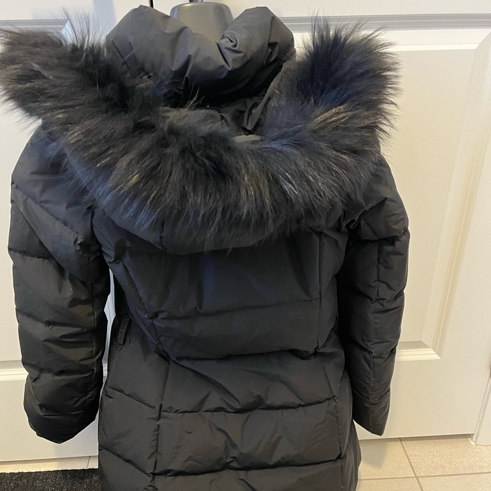 ADD down winter coat with fur hood.